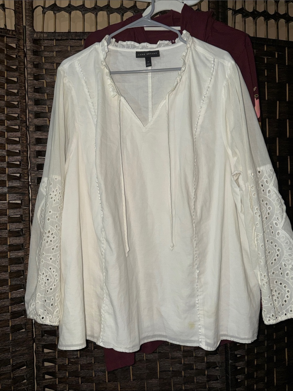 Lane Bryant Cream Eyelet Sleeve Peasant Tunic